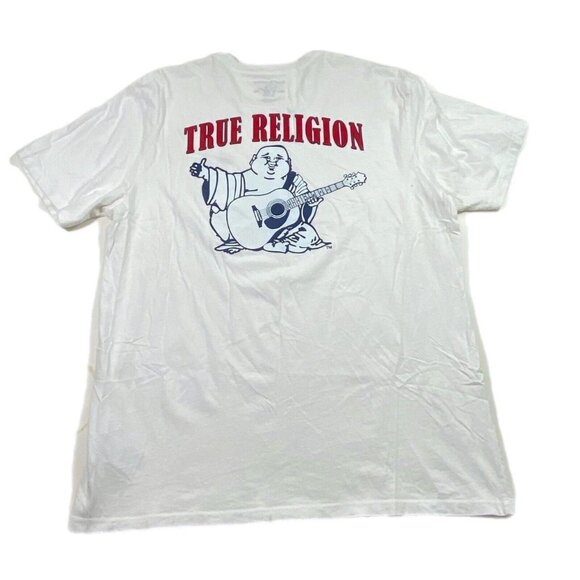 True Religion T-Shirt Men's XXL Short Sleeve Crew Neck Graphic White Big Logo - Picture 1 of 4